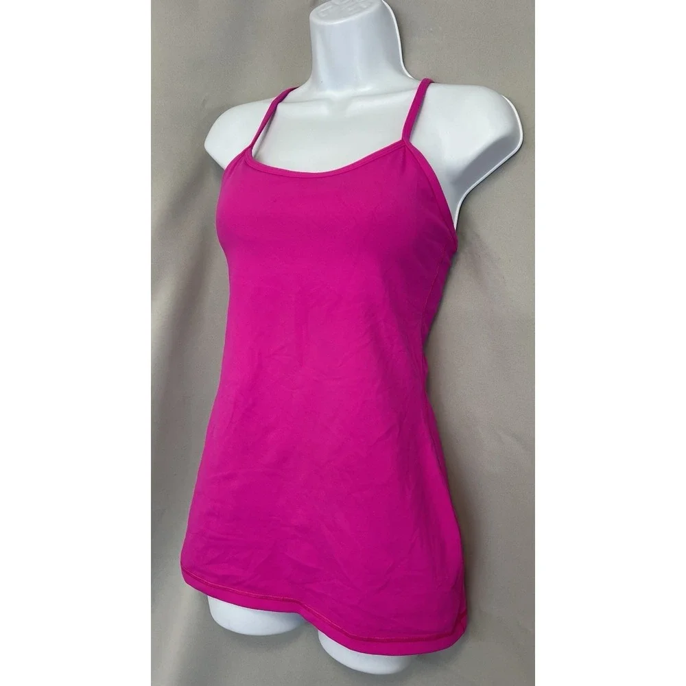 Lululemon Womens Pink Tank‎ Top Sleeveless Racerback Strap sports bra Size-6
